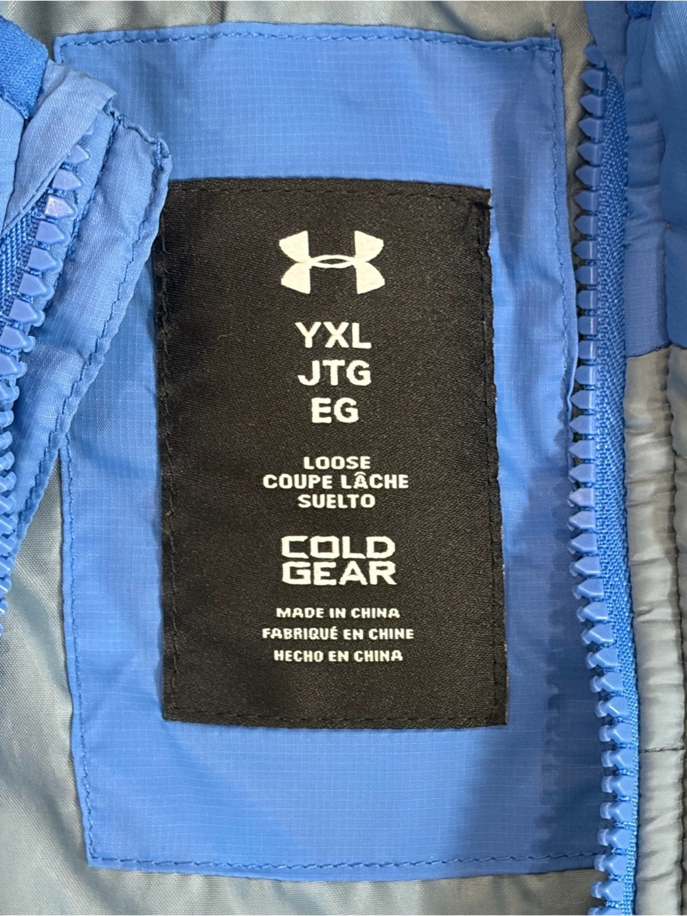 Under Armour Youth XL Blue and Gray Hooded Puffer Jacket EUC - Picture 3 of 6